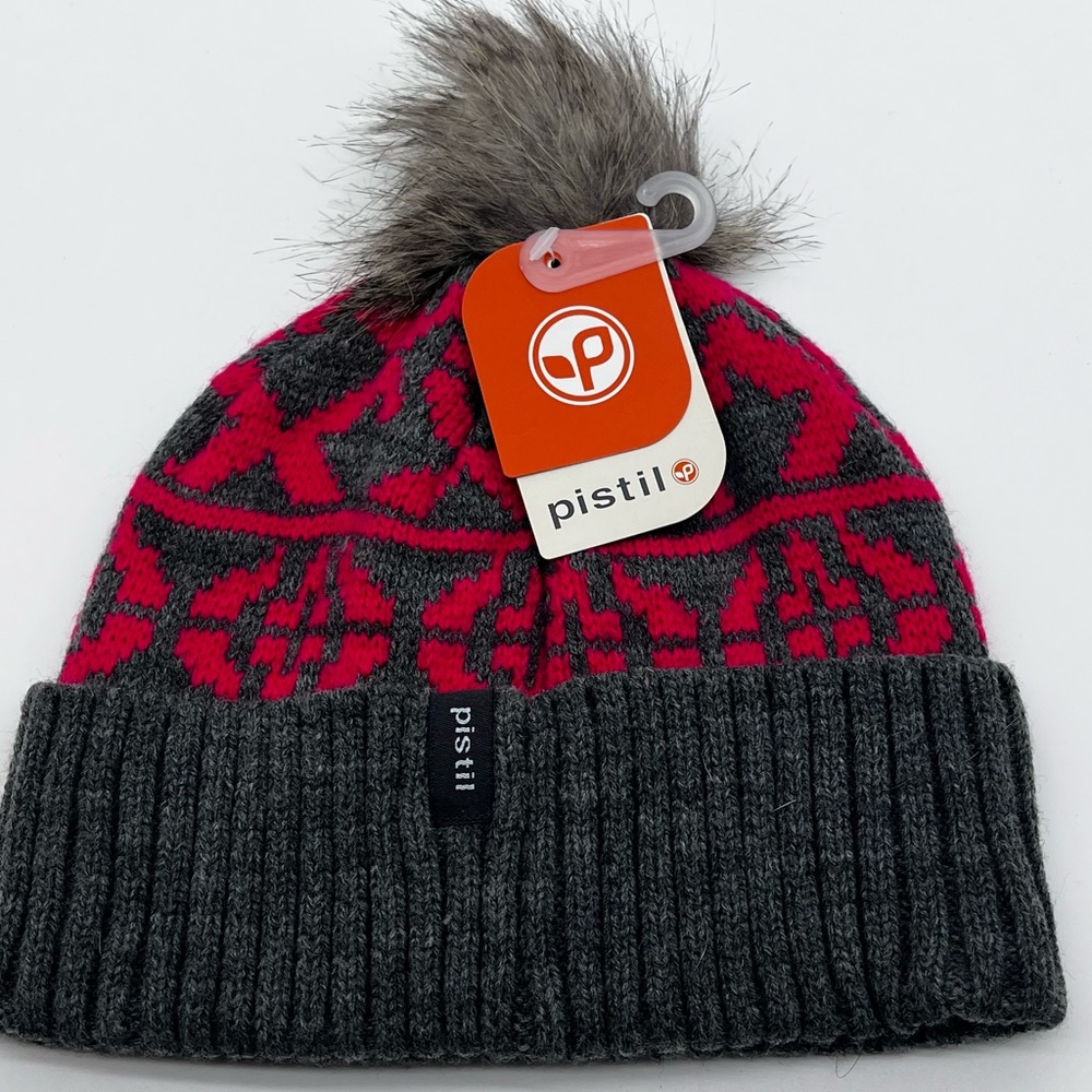 Pistil Women's AVA Pink and Gray Knit POM POM Beanie